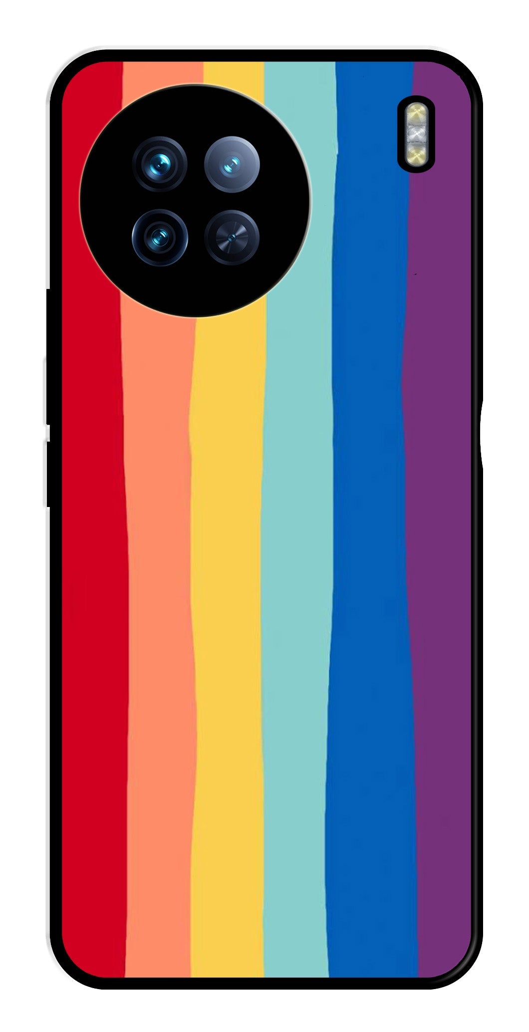 Rainbow MultiColor Metal Mobile Case for Vivo X90   (Design No -03)
