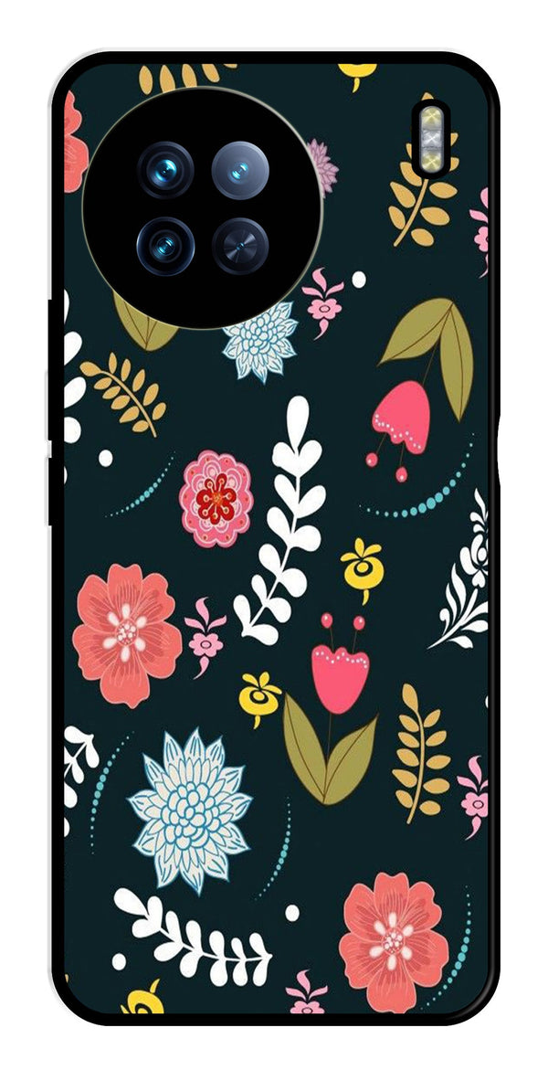 Floral Pattern2 Metal Mobile Case for Vivo X90   (Design No -12)