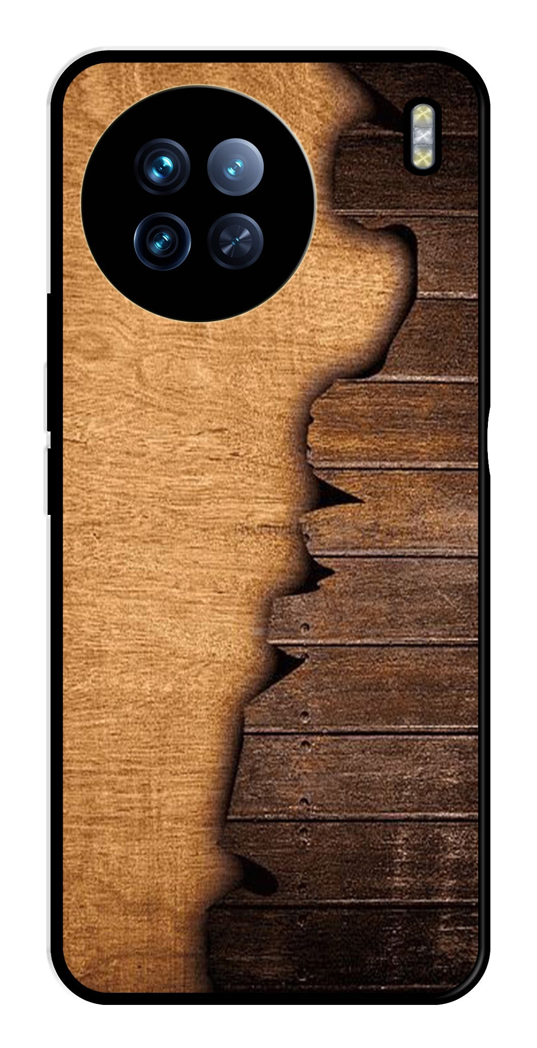 Wooden Design Metal Mobile Case for Vivo X90   (Design No -13)