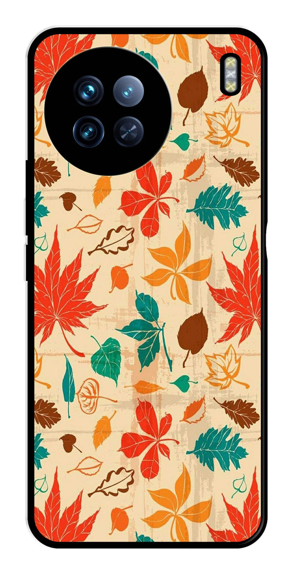 Leafs Design Metal Mobile Case for Vivo X90   (Design No -14)