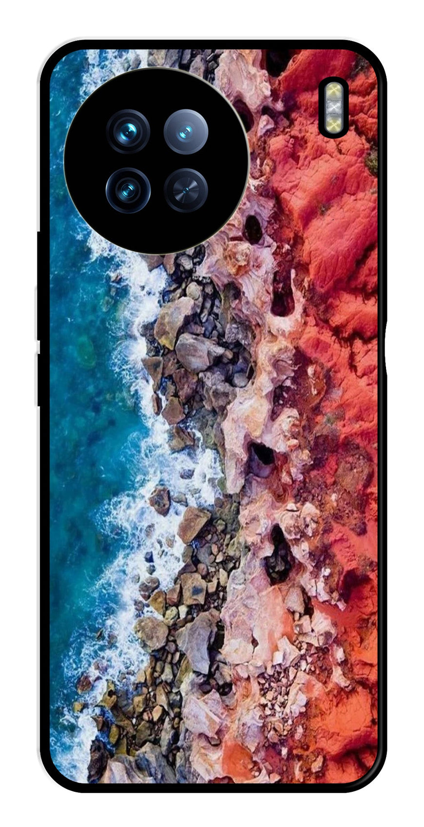 Sea Shore Metal Mobile Case for Vivo X90   (Design No -18)