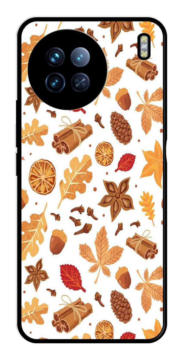 Autumn Leaf Metal Mobile Case for Vivo X90   (Design No -19)