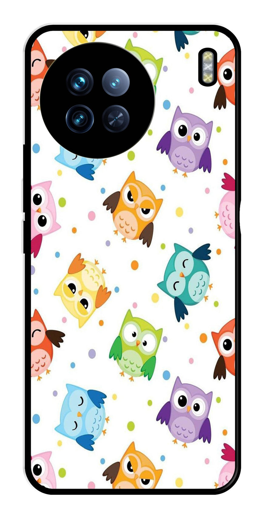 Owls Pattern Metal Mobile Case for Vivo X90   (Design No -20)