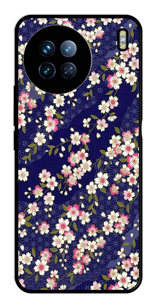 Flower Design Metal Mobile Case for Vivo X90 Pro   (Design No -25)