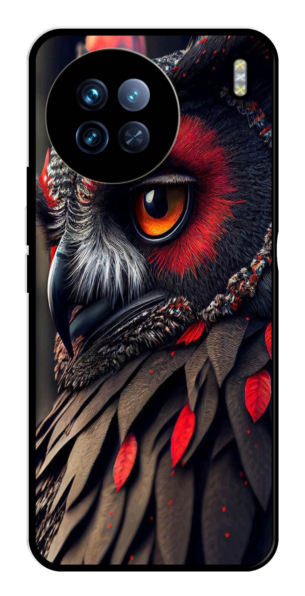 Owl Design Metal Mobile Case for Vivo X90   (Design No -26)