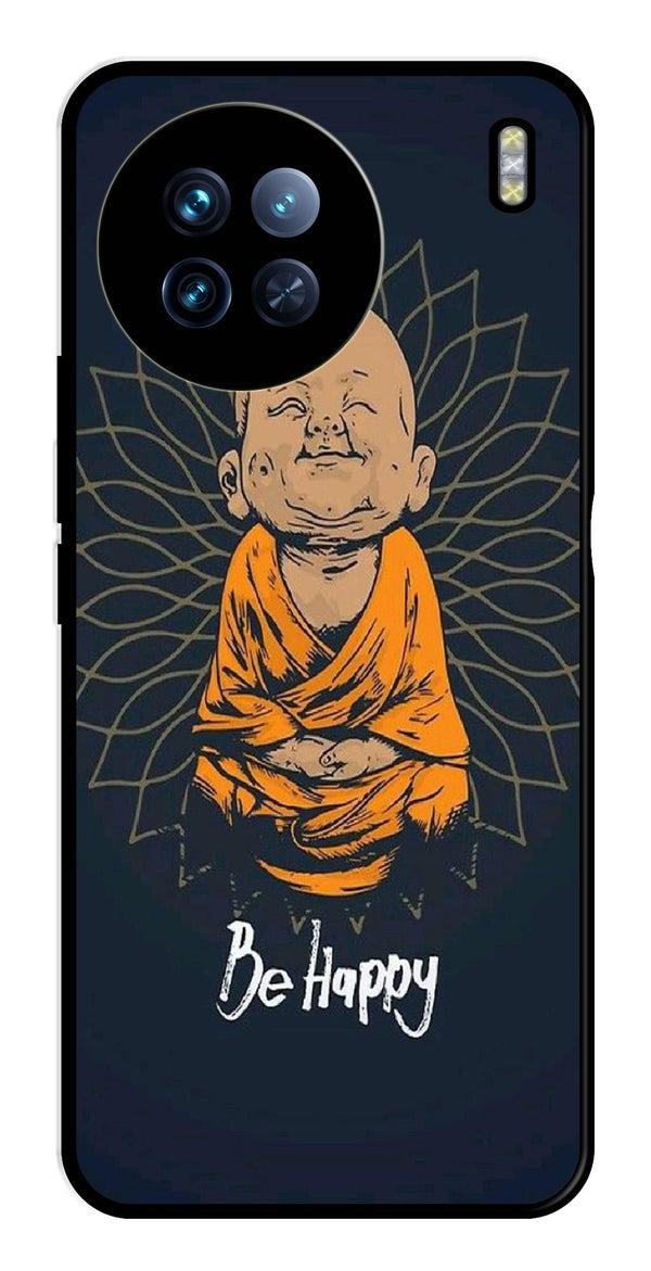 Be Happy Metal Mobile Case for Vivo X90   (Design No -27)