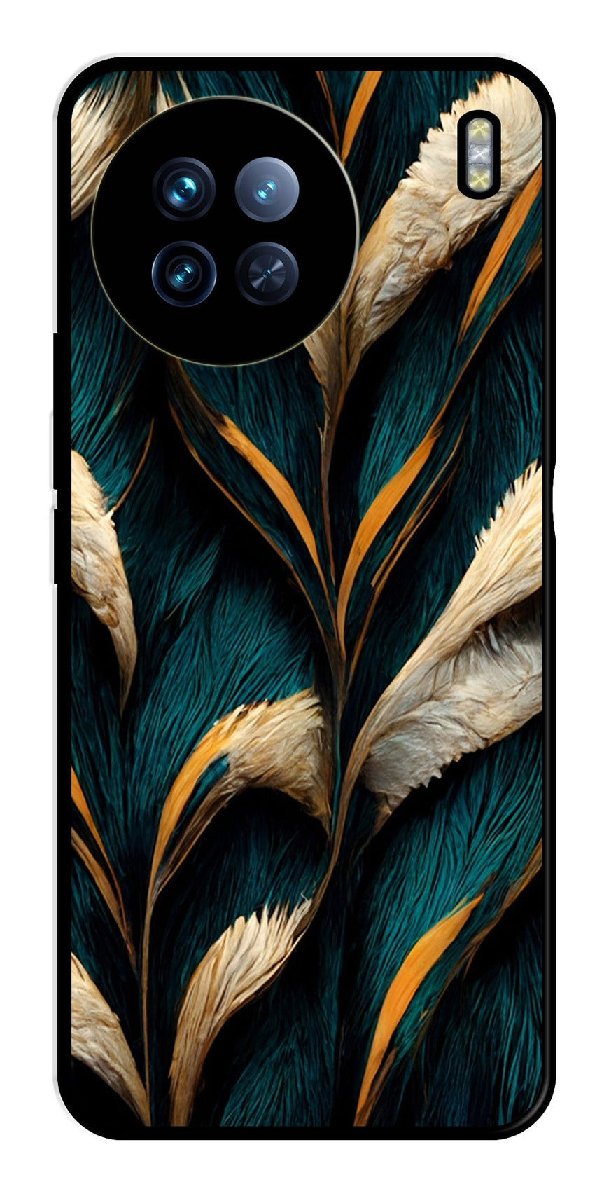 Feathers Metal Mobile Case for Vivo X90 Pro   (Design No -30)