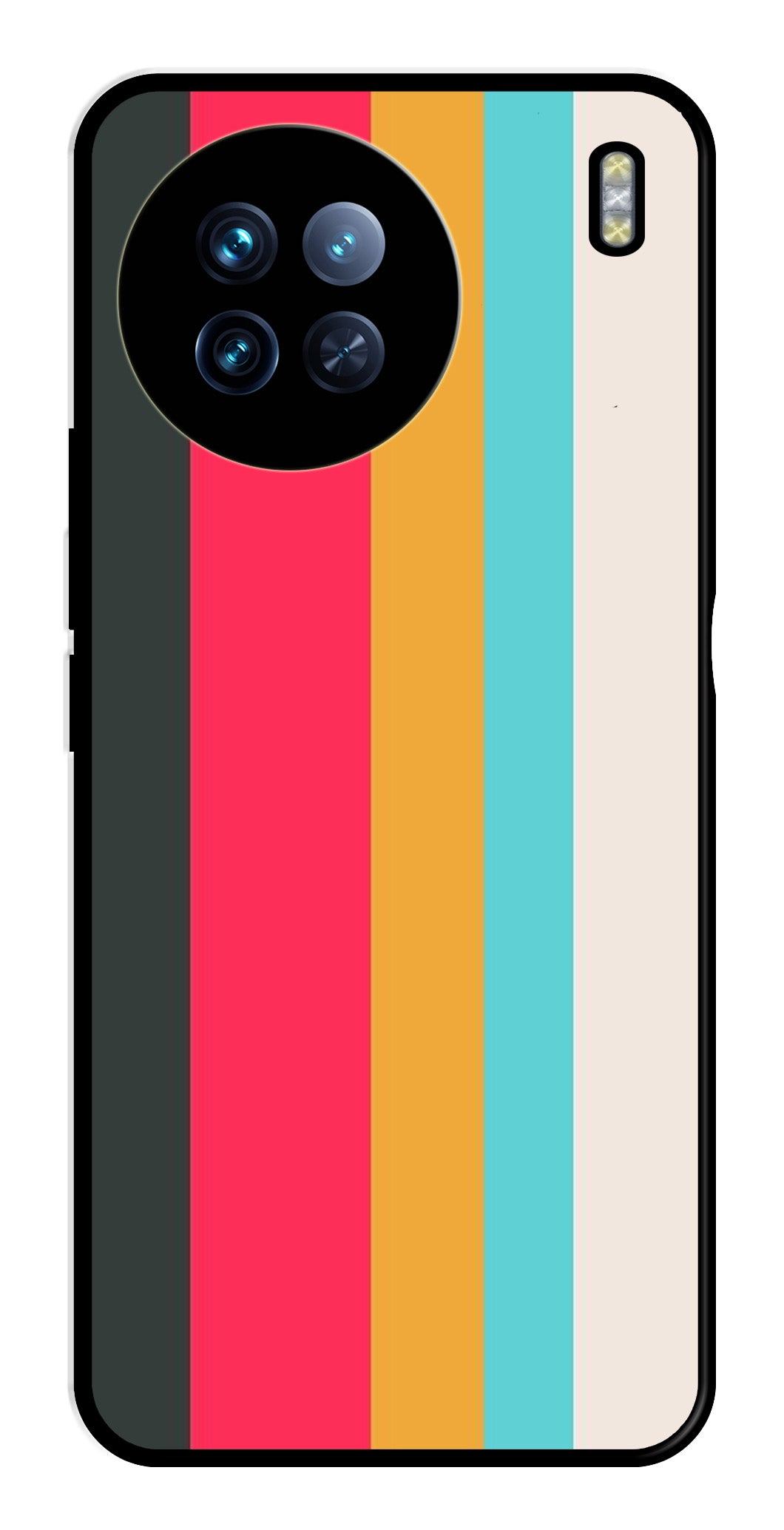 Muted Rainbow Metal Mobile Case for Vivo X90   (Design No -31)