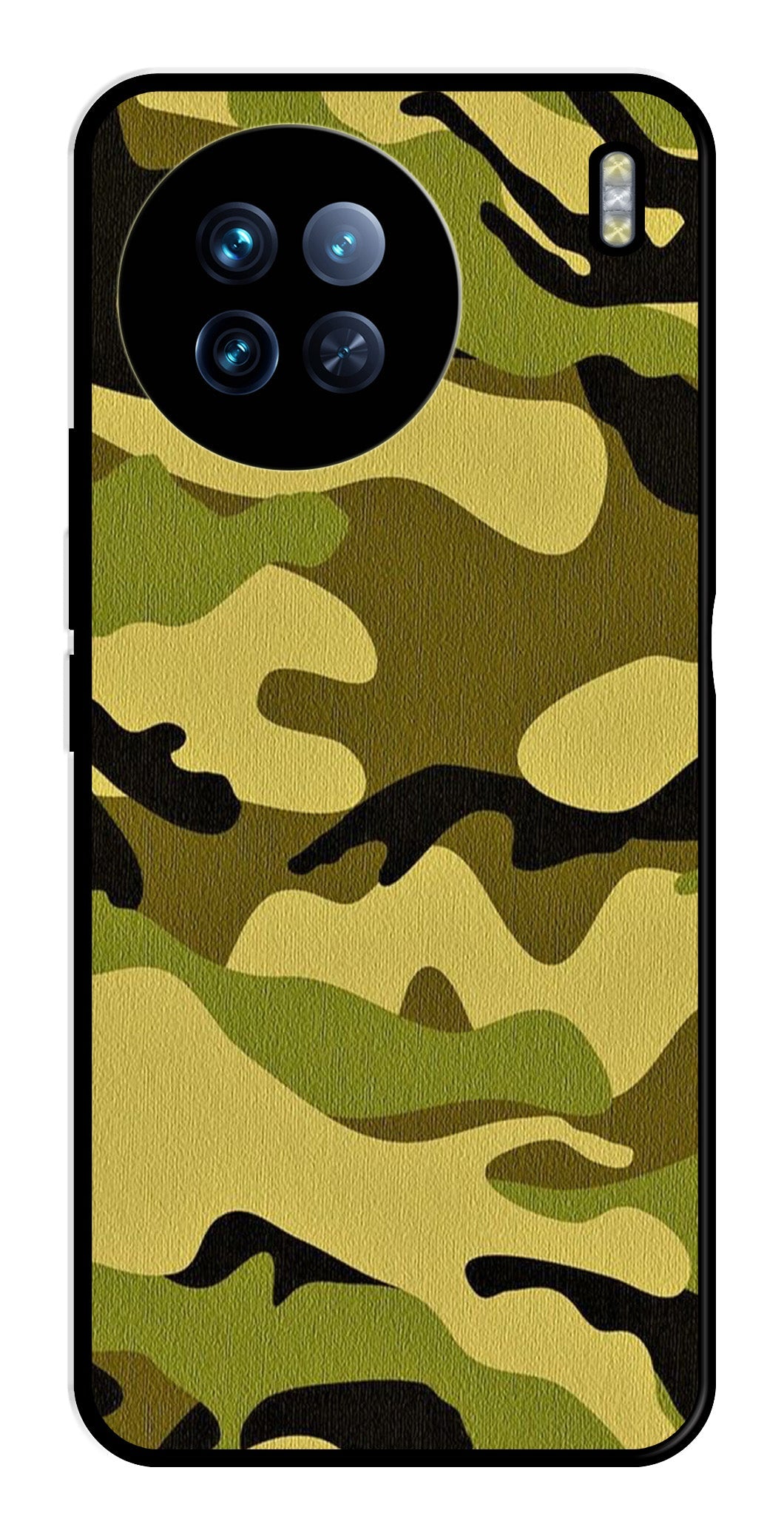 Army Pattern Metal Mobile Case for Vivo X90   (Design No -35)