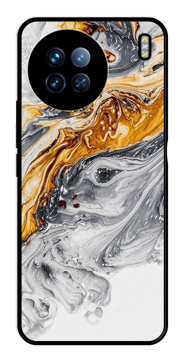 Marble Pattern Metal Mobile Case for Vivo X90   (Design No -36)