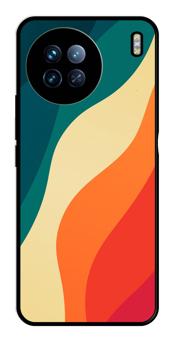 Muted Rainbow Metal Mobile Case for Vivo X90   (Design No -39)