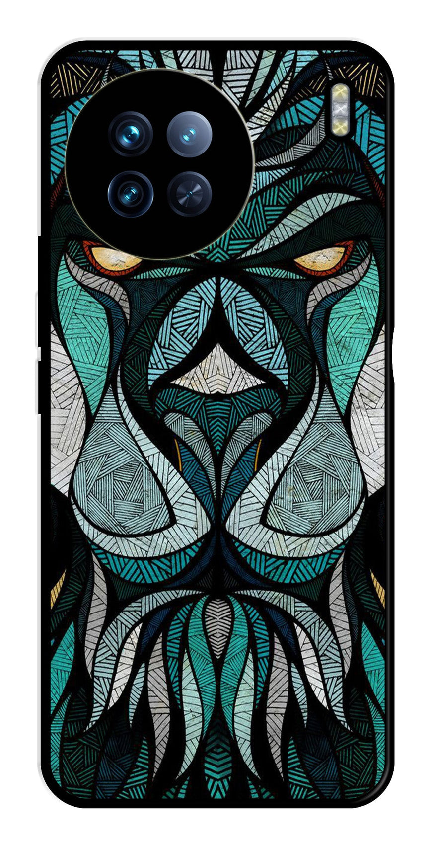 Lion Pattern Metal Mobile Case for Vivo X90   (Design No -40)