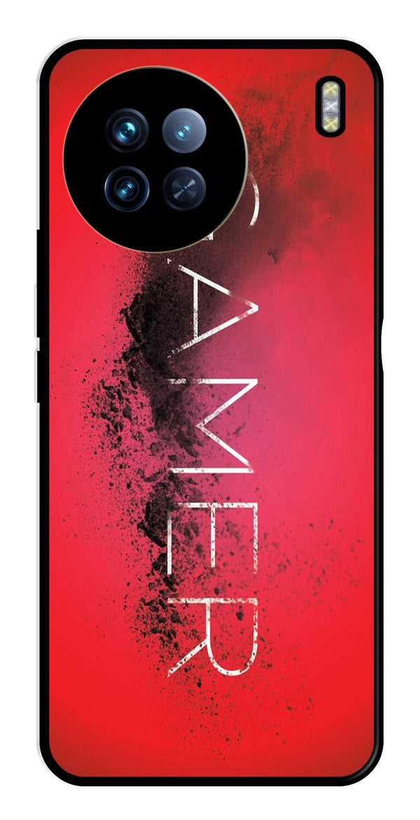 Gamer Pattern Metal Mobile Case for Vivo X90   (Design No -41)