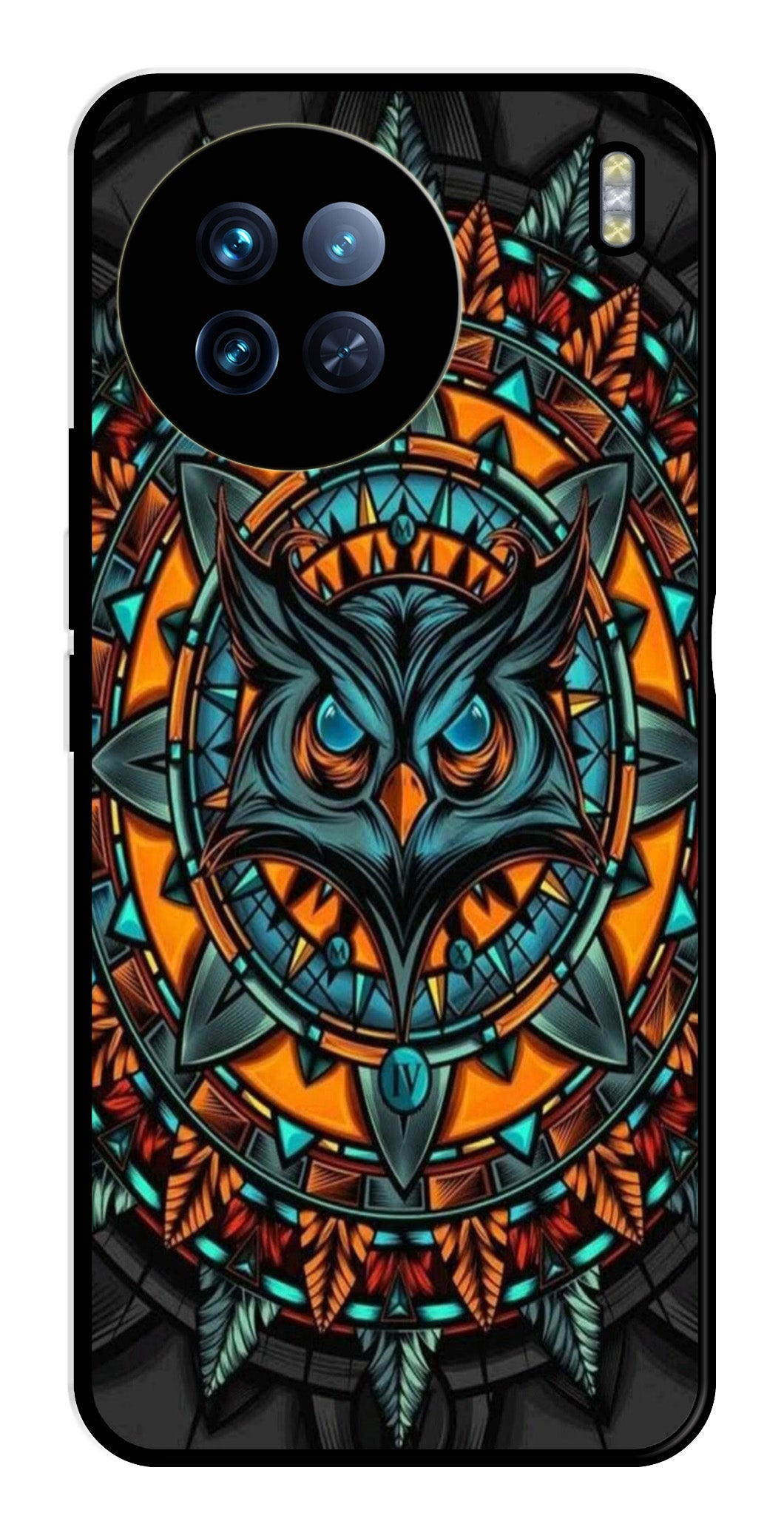 Owl Pattern Metal Mobile Case for Vivo X90   (Design No -42)