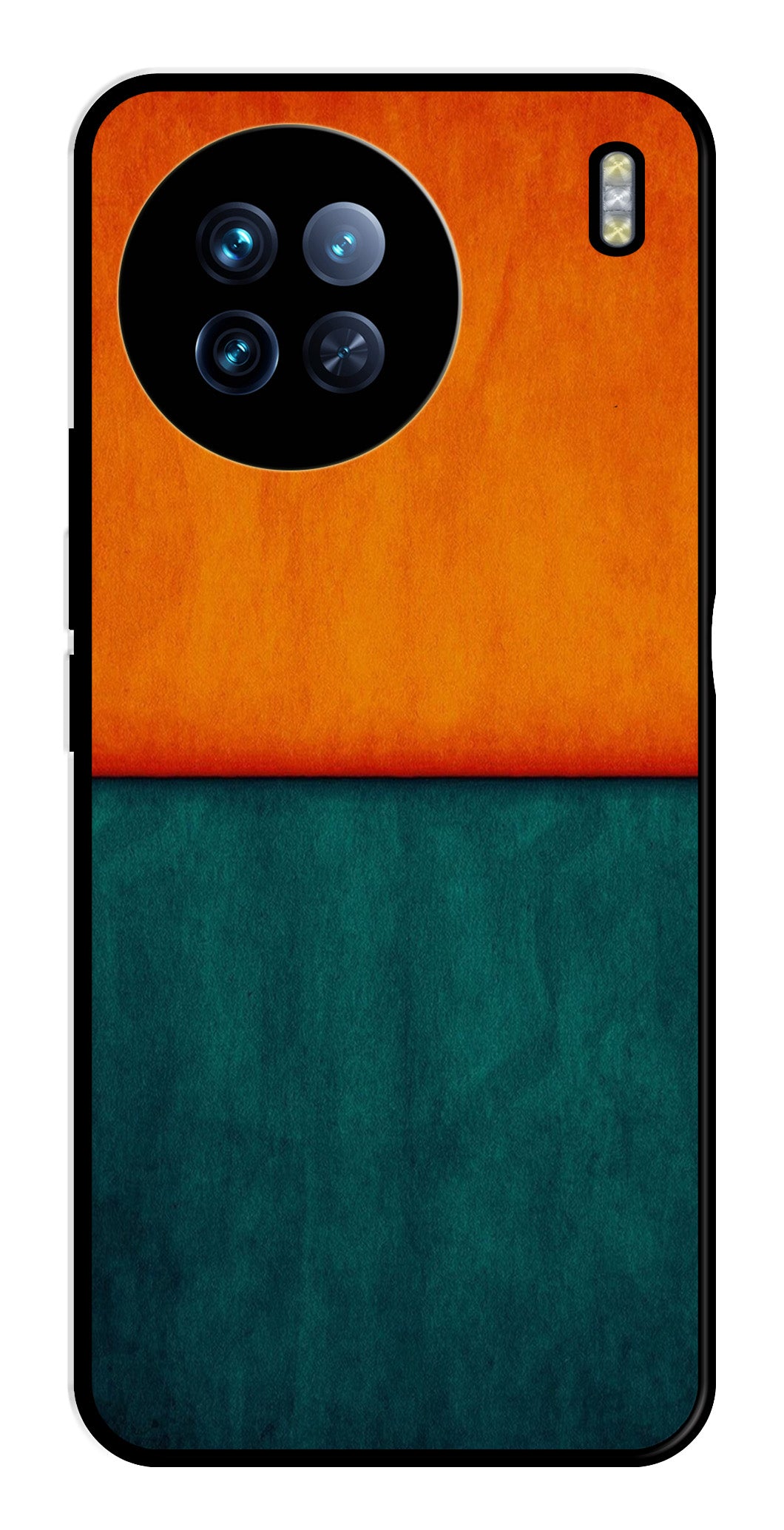 Orange Green Pattern Metal Mobile Case for Vivo X90   (Design No -45)