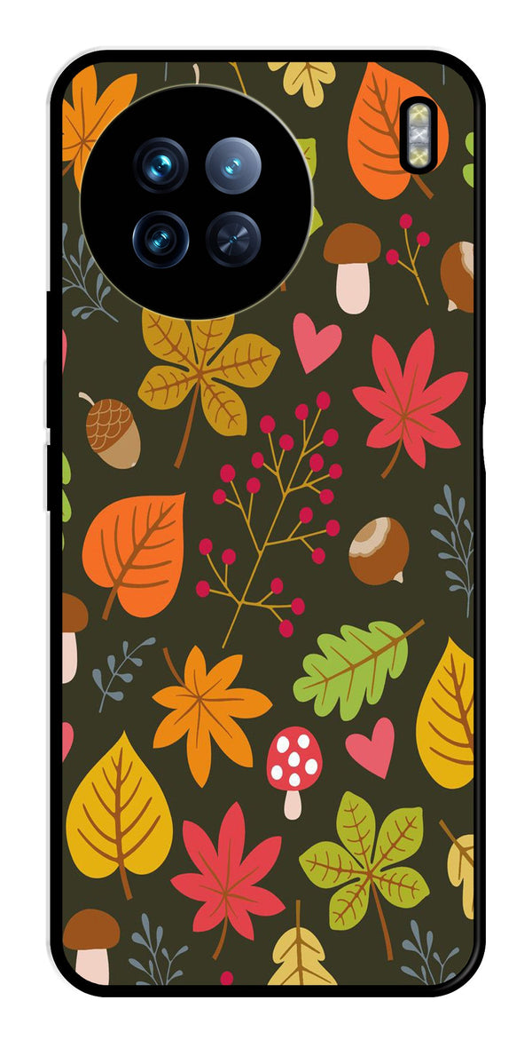 Leaves Design Metal Mobile Case for Vivo X90 Pro   (Design No -51)