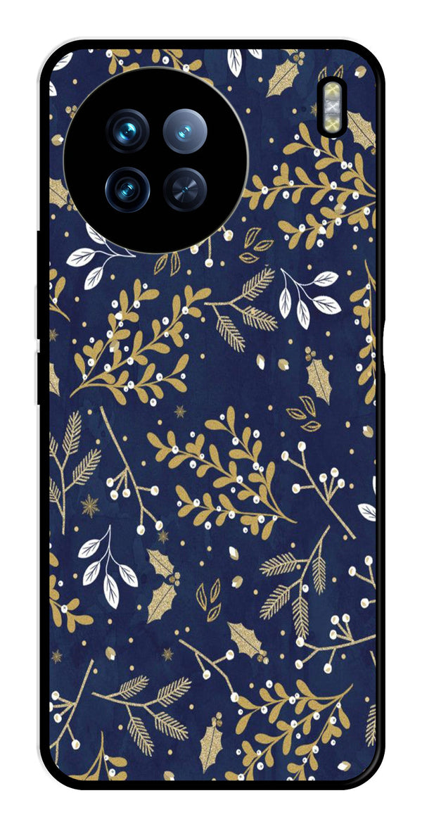 Floral Pattern  Metal Mobile Case for Vivo X90   (Design No -52)