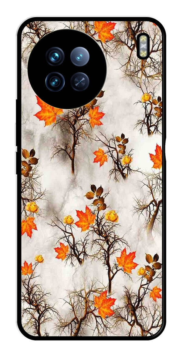 Autumn leaves Metal Mobile Case for Vivo X90   (Design No -55)