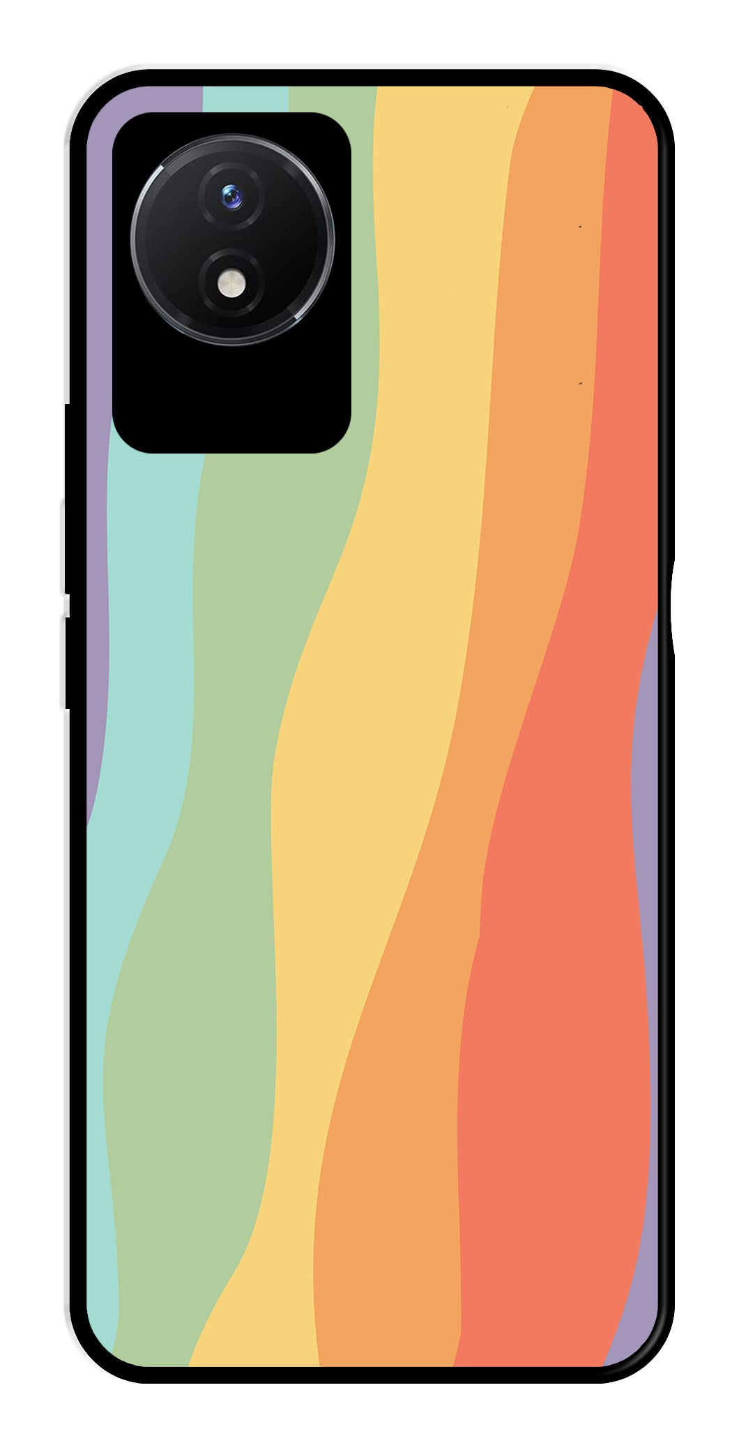 Muted Rainbow Metal Mobile Case for Vivo Y02   (Design No -02)
