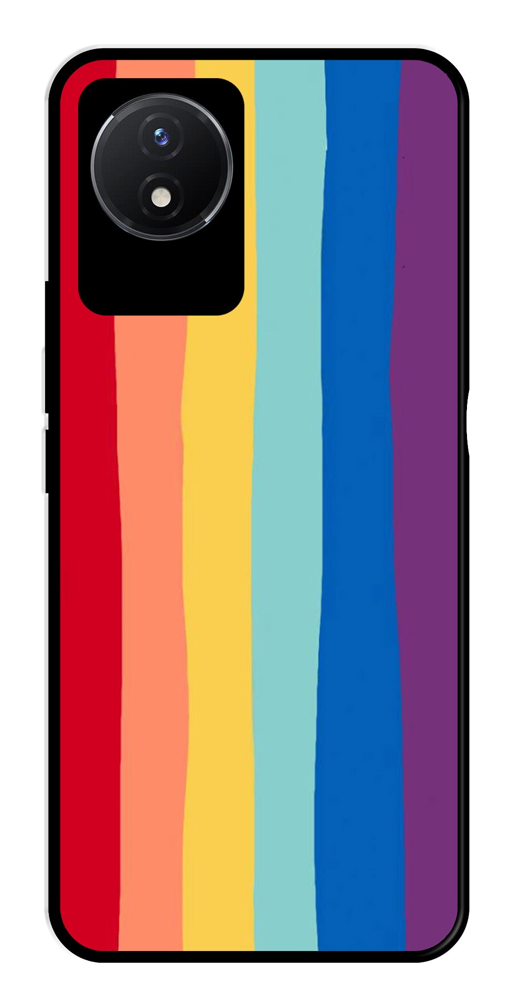 Rainbow MultiColor Metal Mobile Case for Vivo Y02   (Design No -03)