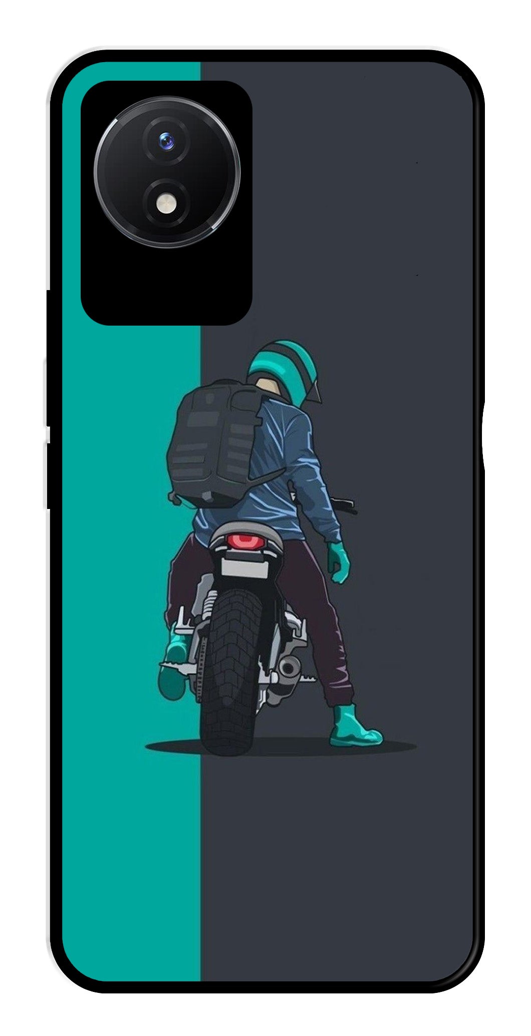 Bike Lover Metal Mobile Case for Vivo Y02   (Design No -05)