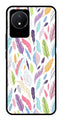 Colorful Feathers Metal Mobile Case for Vivo Y02   (Design No -06)