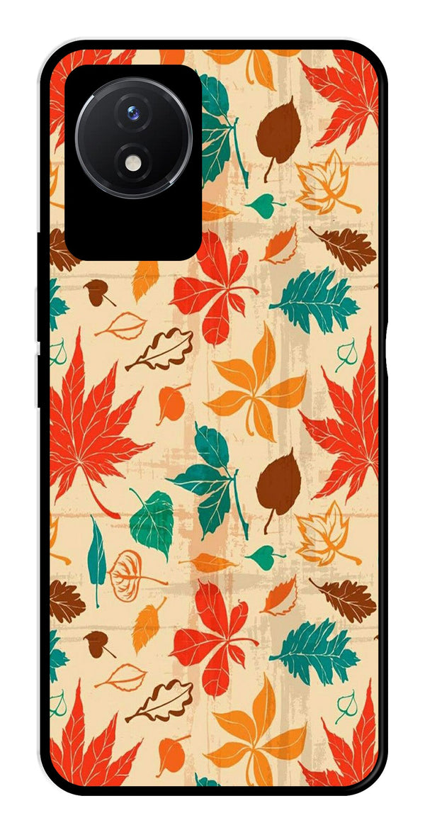 Leafs Design Metal Mobile Case for Vivo Y02   (Design No -14)