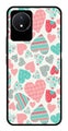 Hearts Pattern Metal Mobile Case for Vivo Y02   (Design No -22)