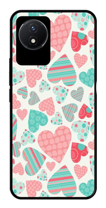 Hearts Pattern Metal Mobile Case for Vivo Y02
