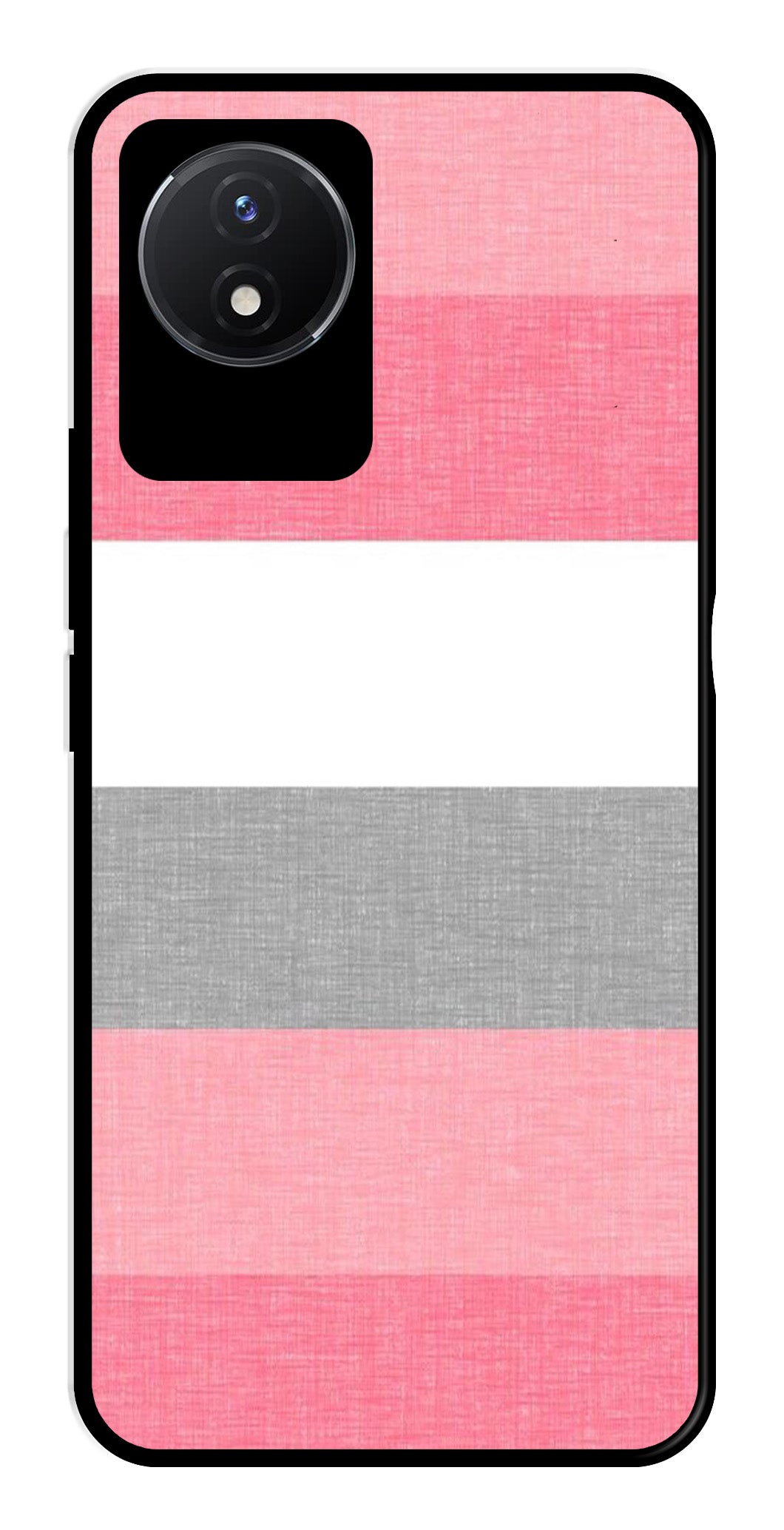 Pink Pattern Metal Mobile Case for Vivo Y02   (Design No -23)