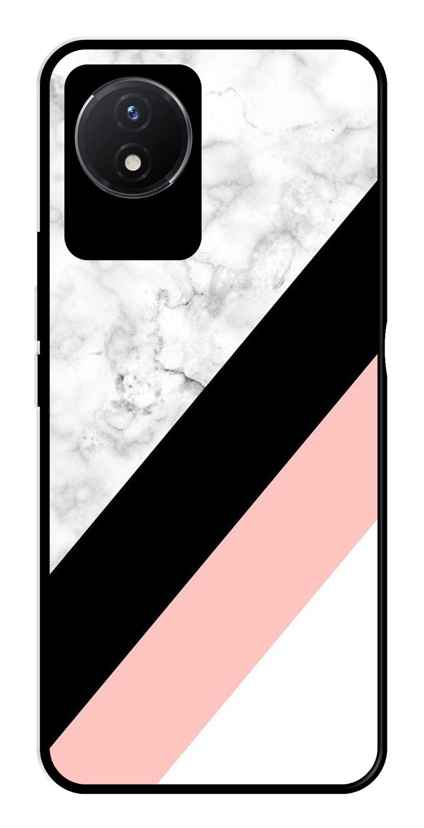 Marble Design Metal Mobile Case for Vivo Y02   (Design No -24)