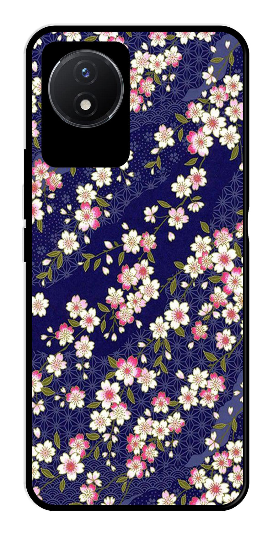 Flower Design Metal Mobile Case for Vivo Y02   (Design No -25)