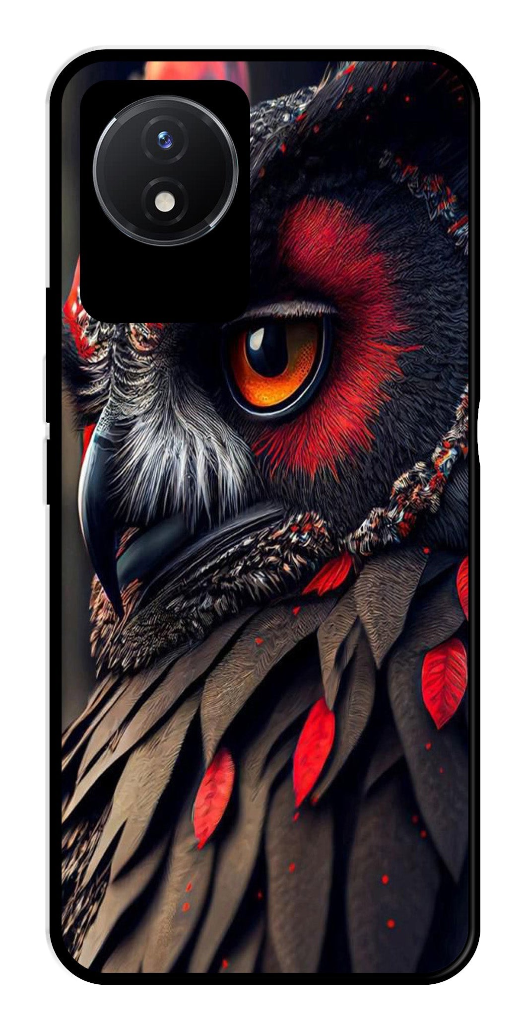 Owl Design Metal Mobile Case for Vivo Y02   (Design No -26)