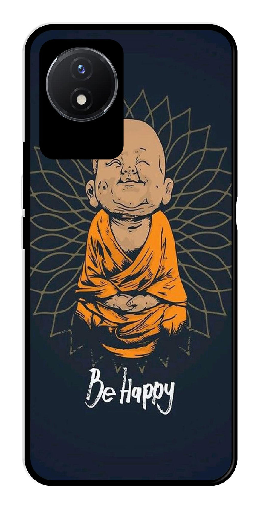 Be Happy Metal Mobile Case for Vivo Y02   (Design No -27)
