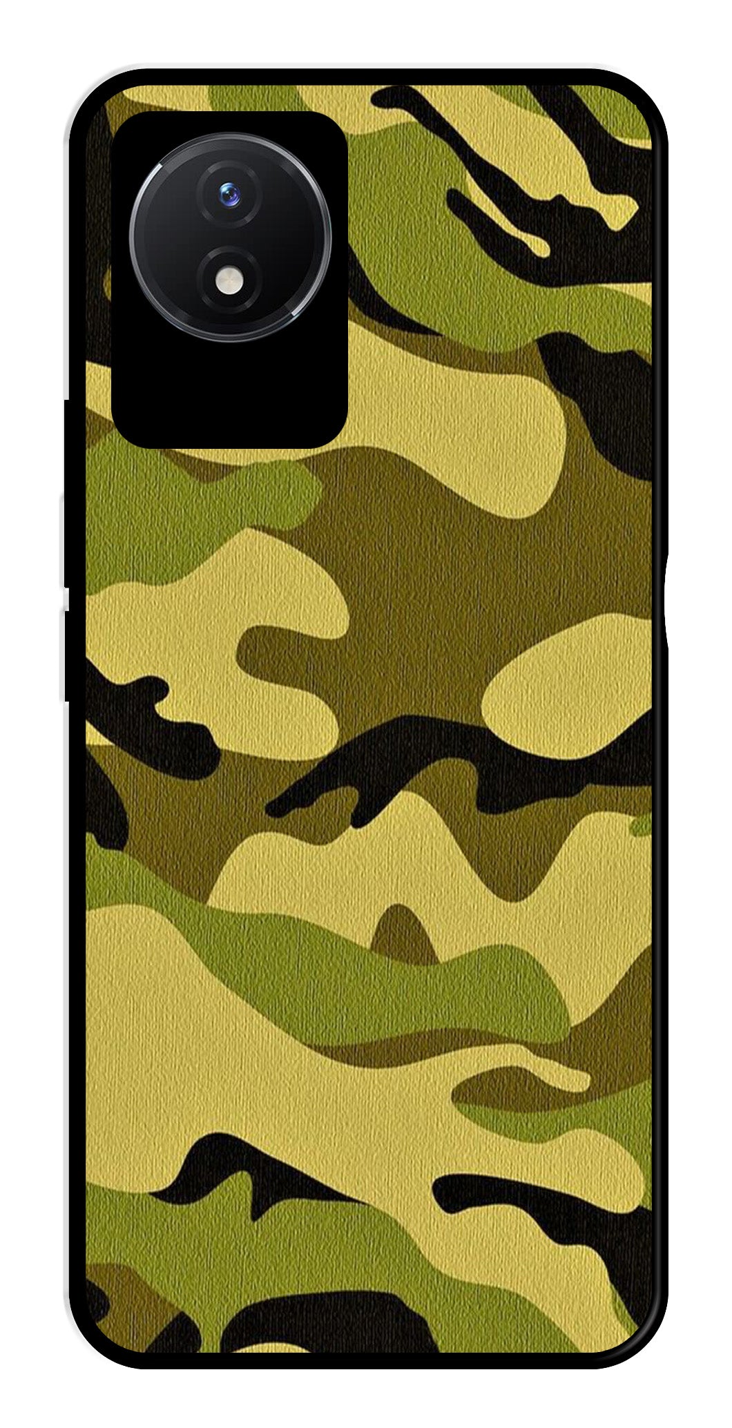 Army Pattern Metal Mobile Case for Vivo Y02   (Design No -35)