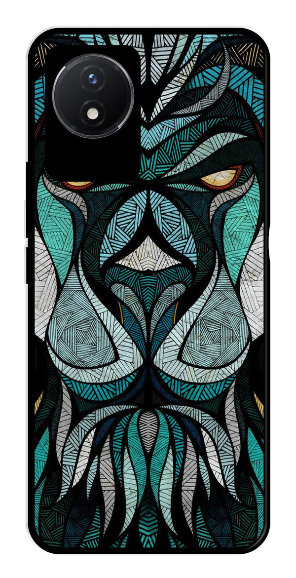 Lion Pattern Metal Mobile Case for Vivo Y02   (Design No -40)