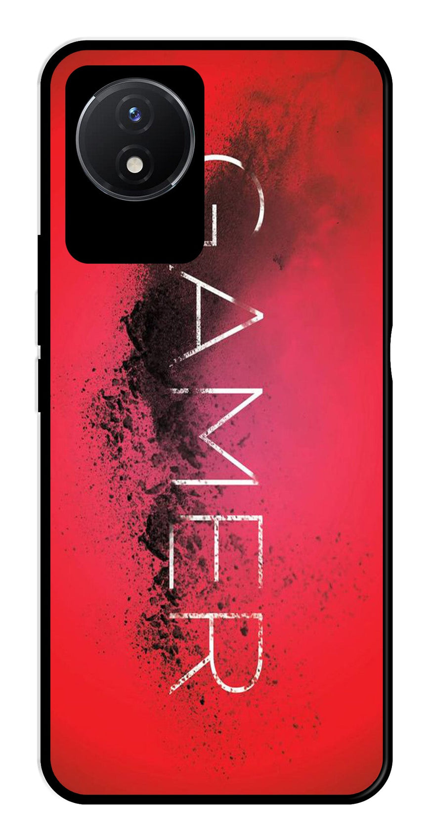 Gamer Pattern Metal Mobile Case for Vivo Y02   (Design No -41)