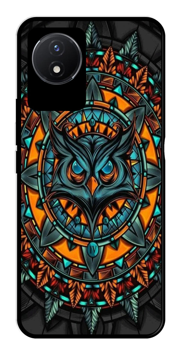 Owl Pattern Metal Mobile Case for Vivo Y02   (Design No -42)