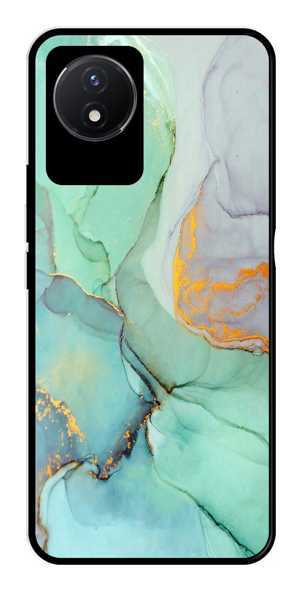 Marble Design Metal Mobile Case for Vivo Y02   (Design No -46)