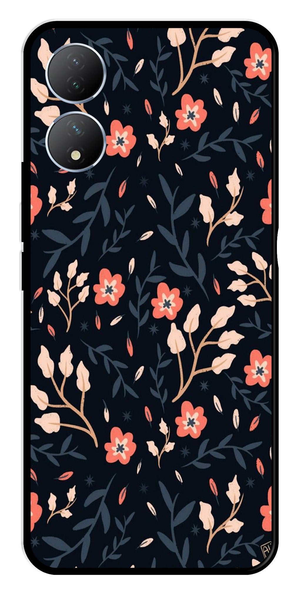 Floral Pattern Metal Mobile Case for Vivo Y100   (Design No -10)