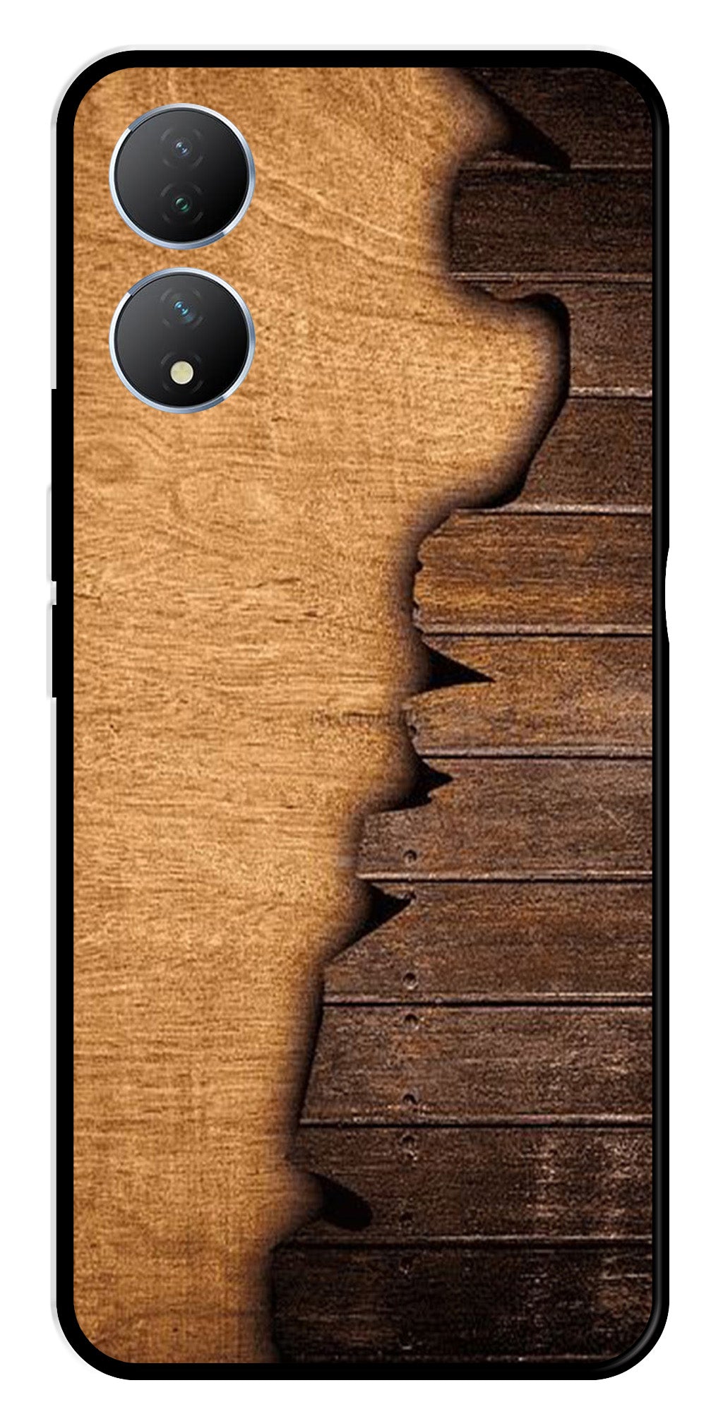 Wooden Design Metal Mobile Case for Vivo Y100   (Design No -13)