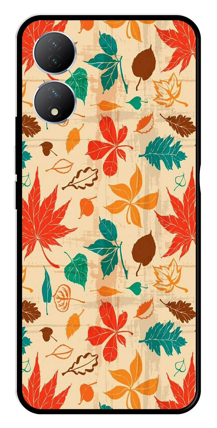 Leafs Design Metal Mobile Case for Vivo Y100   (Design No -14)
