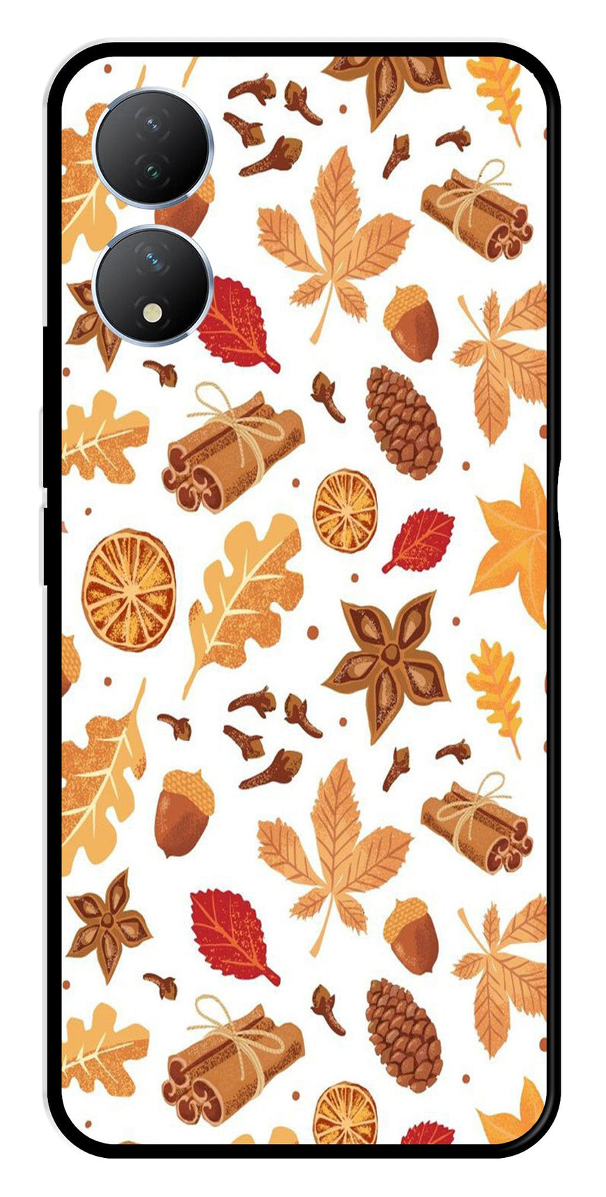 Autumn Leaf Metal Mobile Case for Vivo Y100   (Design No -19)