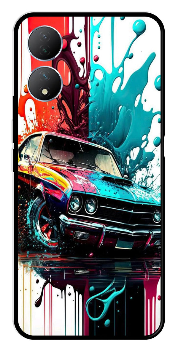 Vintage Car Metal Mobile Case for Vivo Y100   (Design No -29)