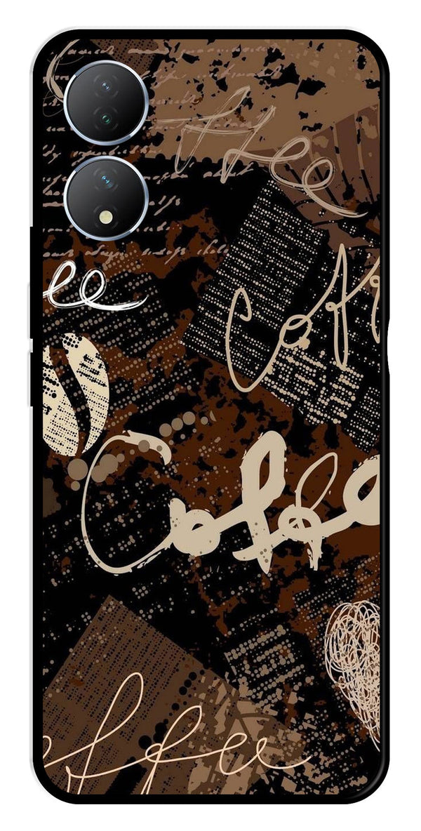 Coffee Pattern Metal Mobile Case for Vivo Y100   (Design No -37)