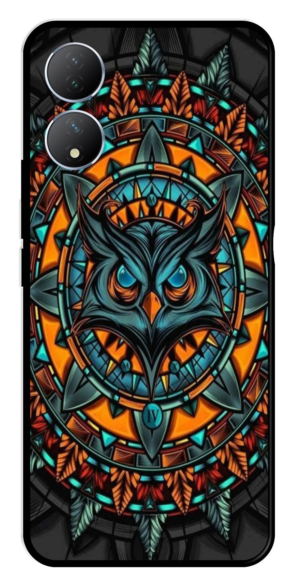 Owl Pattern Metal Mobile Case for Vivo Y100   (Design No -42)
