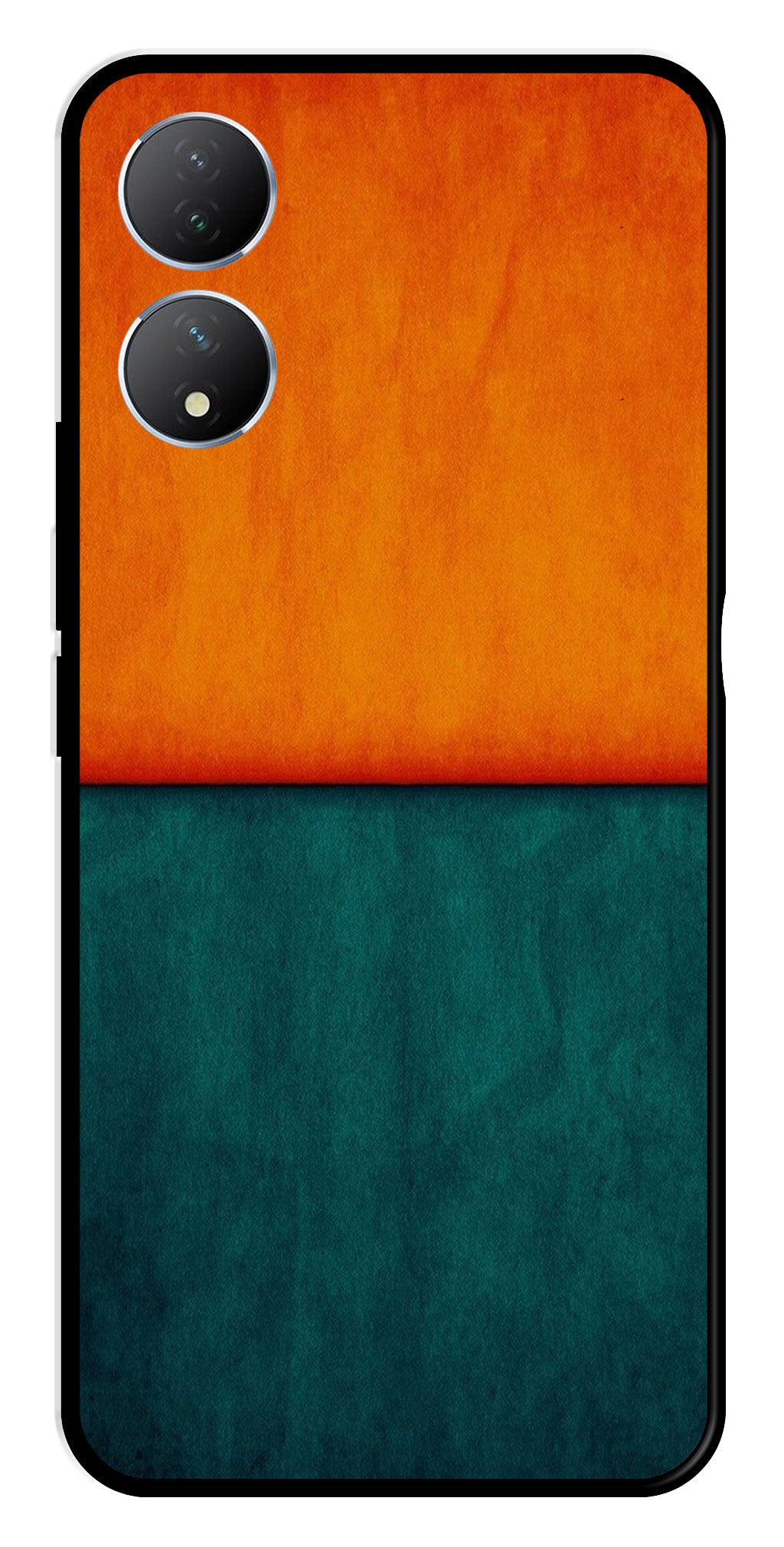 Orange Green Pattern Metal Mobile Case for Vivo Y100   (Design No -45)
