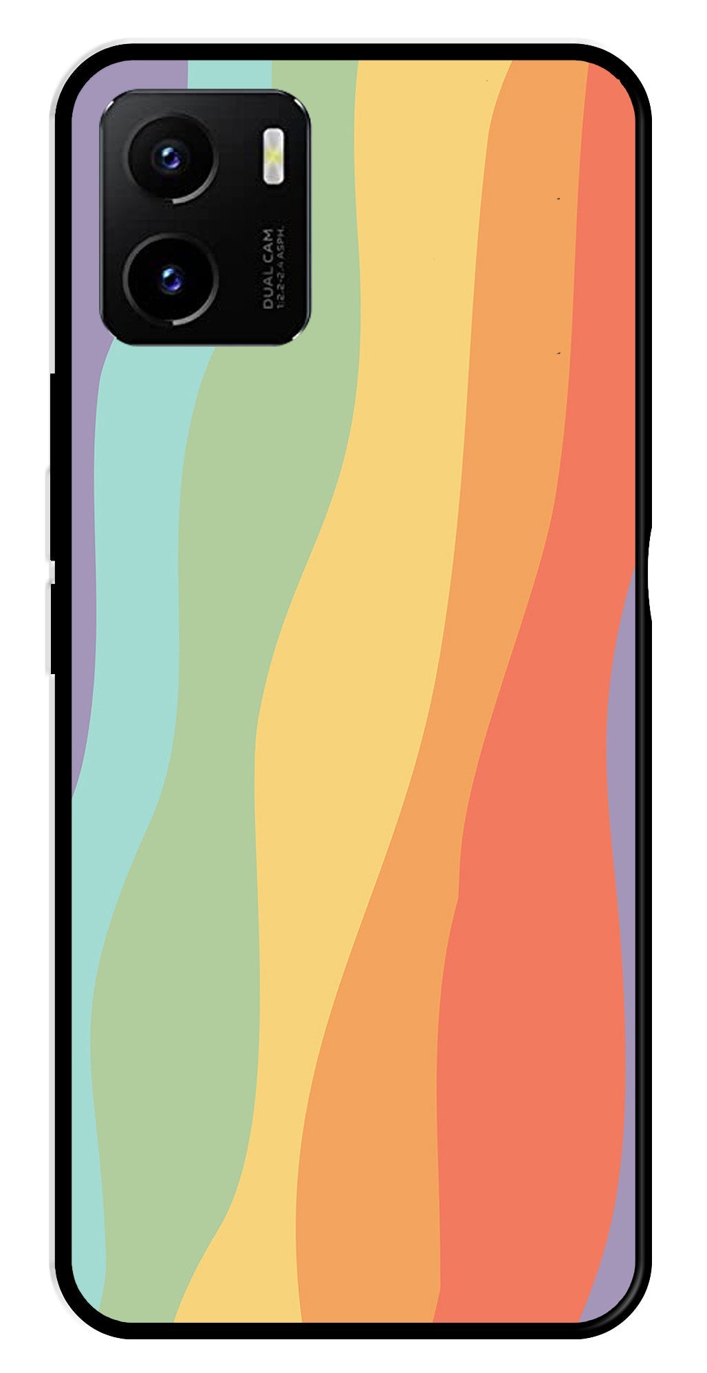 Muted Rainbow Metal Mobile Case for Vivo Y15s   (Design No -02)