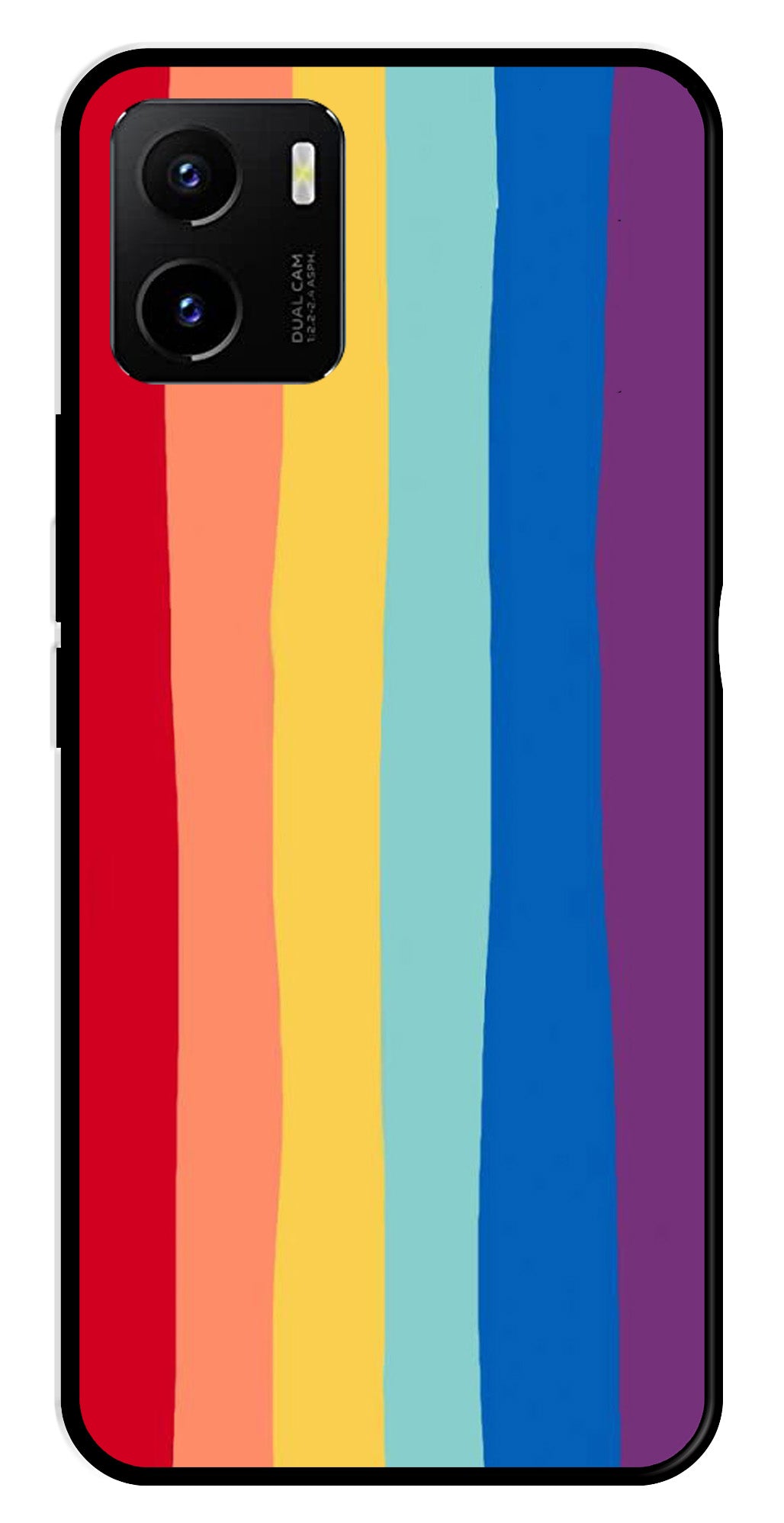 Rainbow MultiColor Metal Mobile Case for Vivo Y15s   (Design No -03)