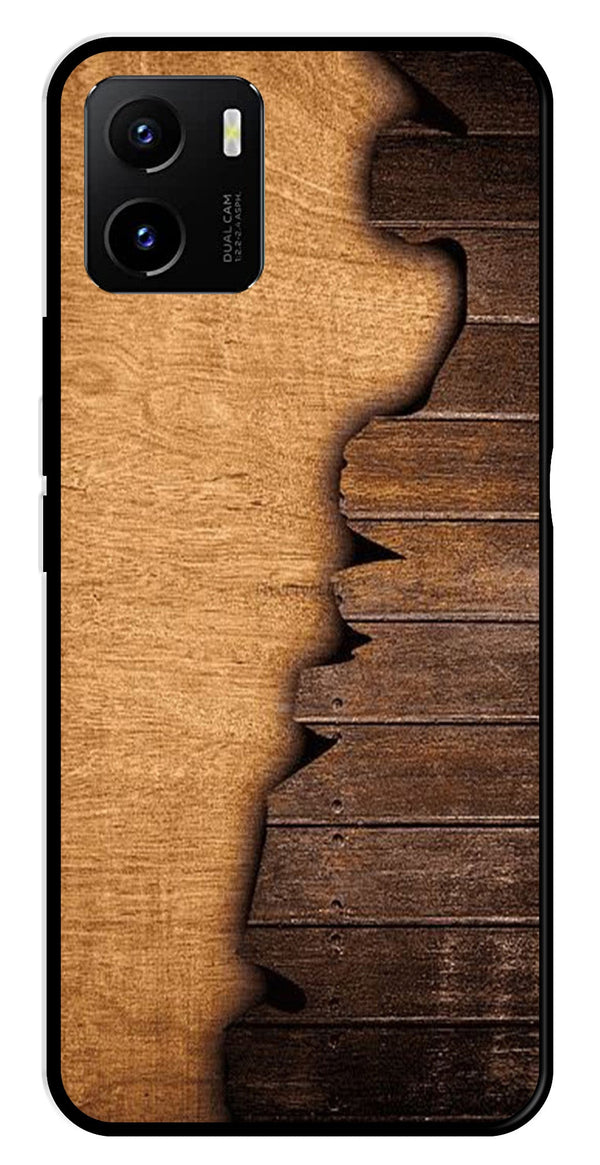 Wooden Design Metal Mobile Case for Vivo Y15s   (Design No -13)